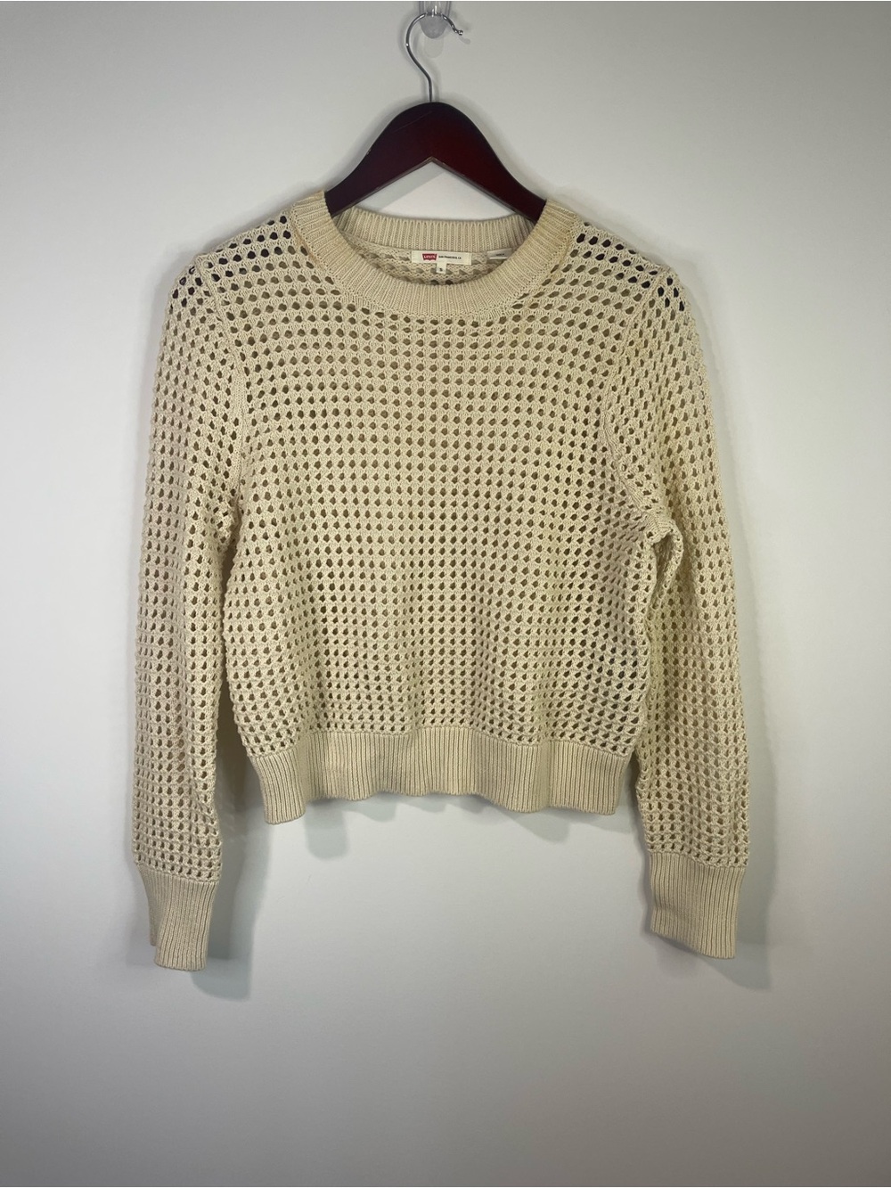 Levi's Open-Weave Crewneck Sweater in Cream